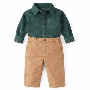NWT Carter’s Baby Boy 18M 2-Piece Outfit Green Corduroy Button Down Shirt & Pant